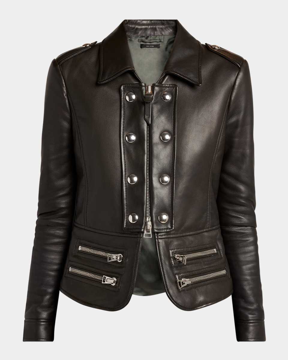 Guanteria Lamb Leather Regimental Biker Jacket